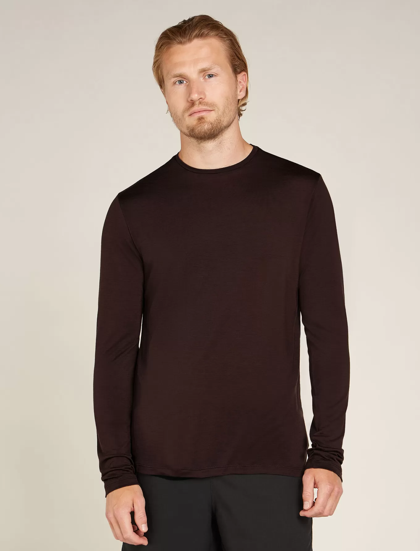 Fashion Icebreaker 125 Cool-Lite™ Merino Blend Sphere Langarmshirt Herren Bittersweet