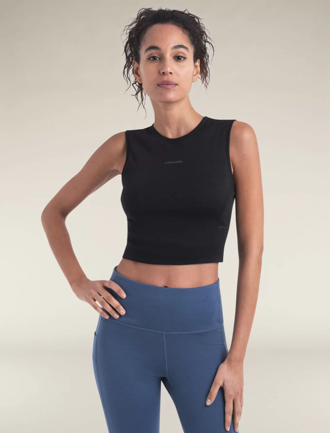 Discount Icebreaker 125 ZoneKnit™ Merino Blend Energy Wind Cropped BH-Tanktop Damen Black