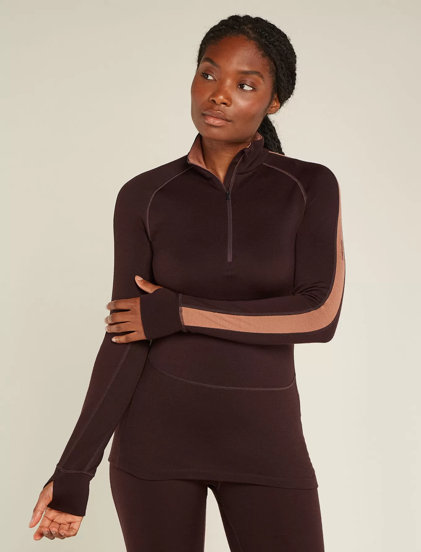 Best Icebreaker 260 ZoneKnit™ Merino Half-Zip-Thermo-Langarmshirt Damen Bittersweet