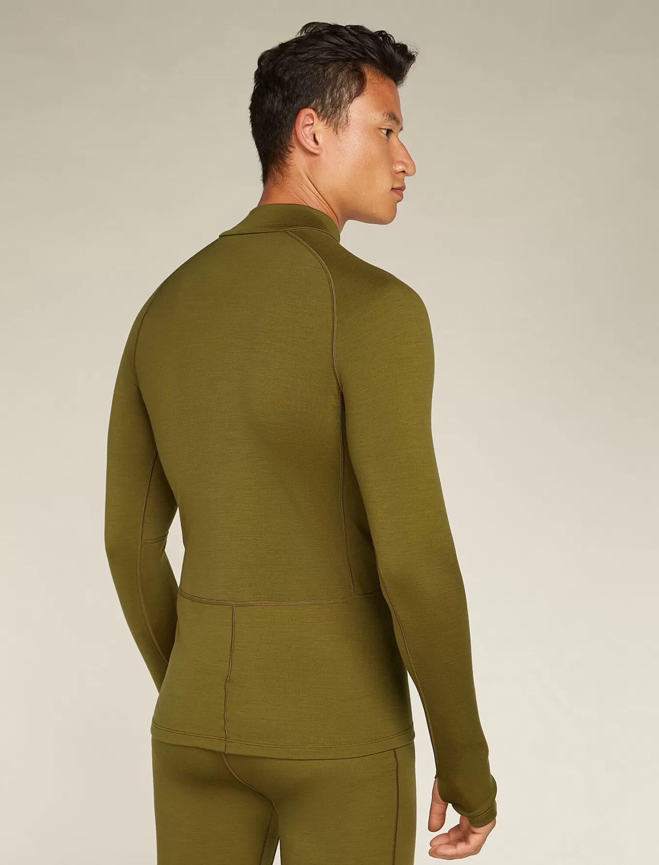 Hot Icebreaker 300 MerinoFine™ Polar Half-Zip-Thermo-Langarmshirt Herren Algae