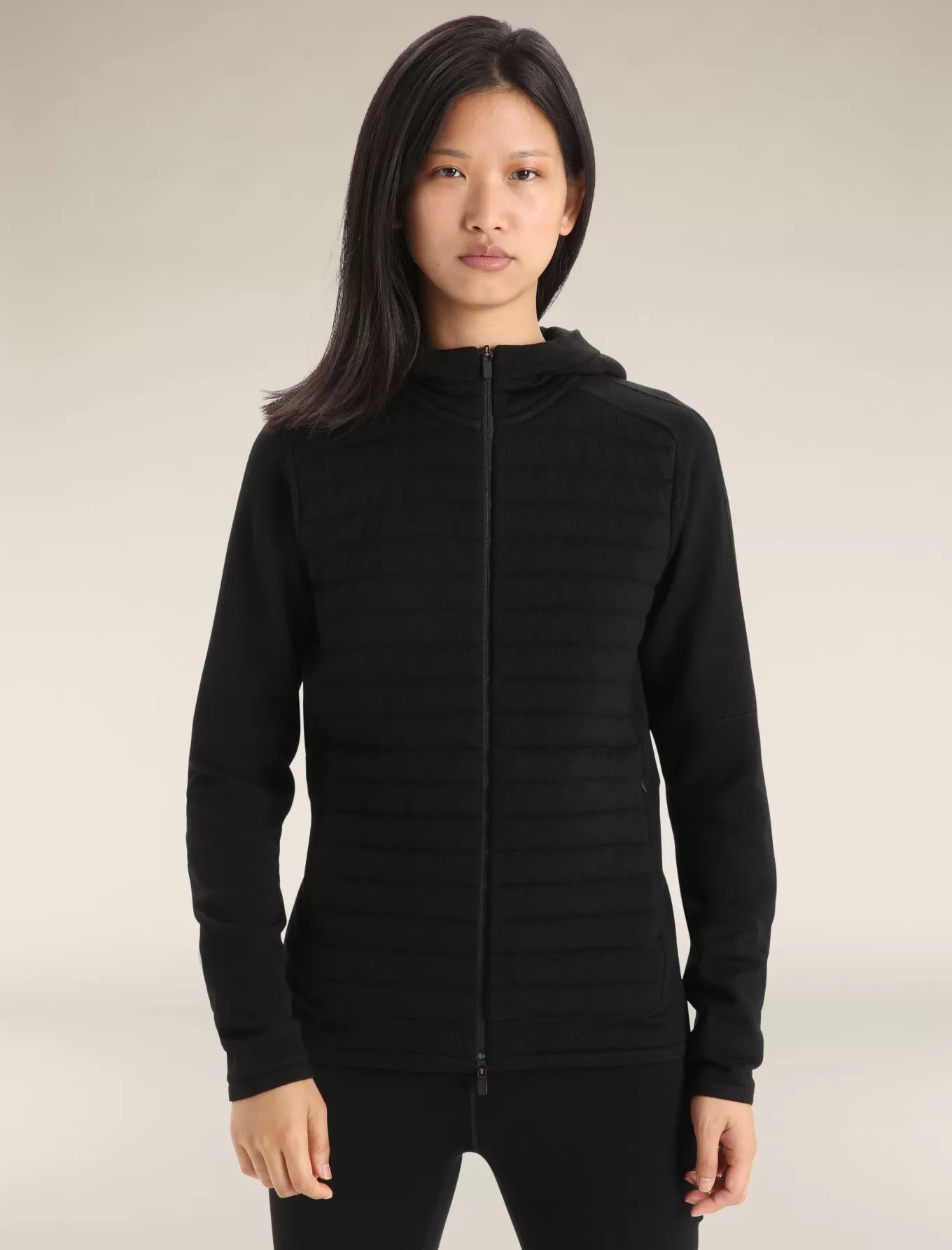 Best Sale Icebreaker Isolierter ZoneKnit™ Merino Zip-Hoodie Damen Black