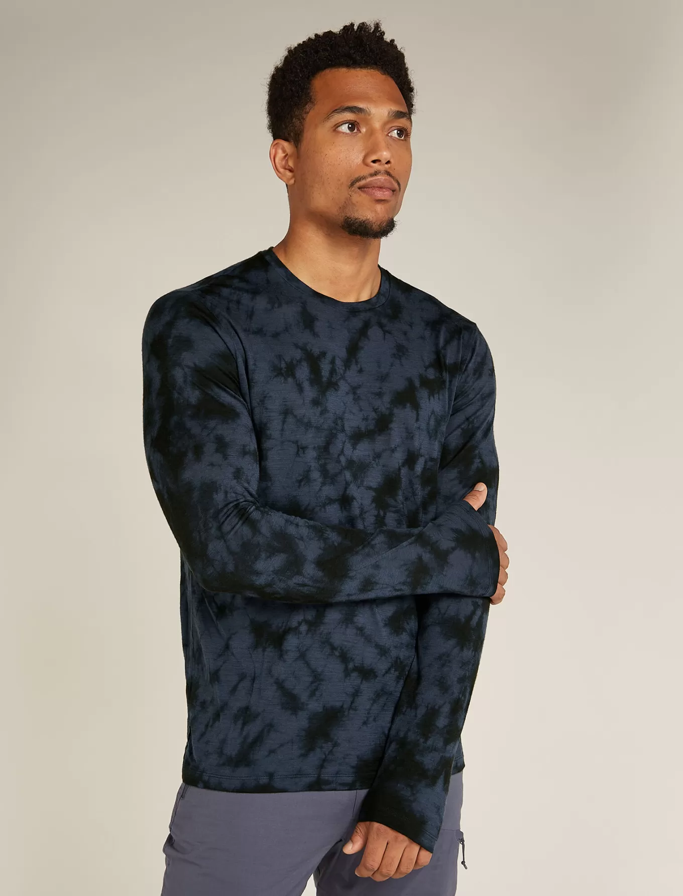 Clearance Icebreaker Merino 150 Tech Lite Langarmshirt Cloud Dye Herren Graphite/Black