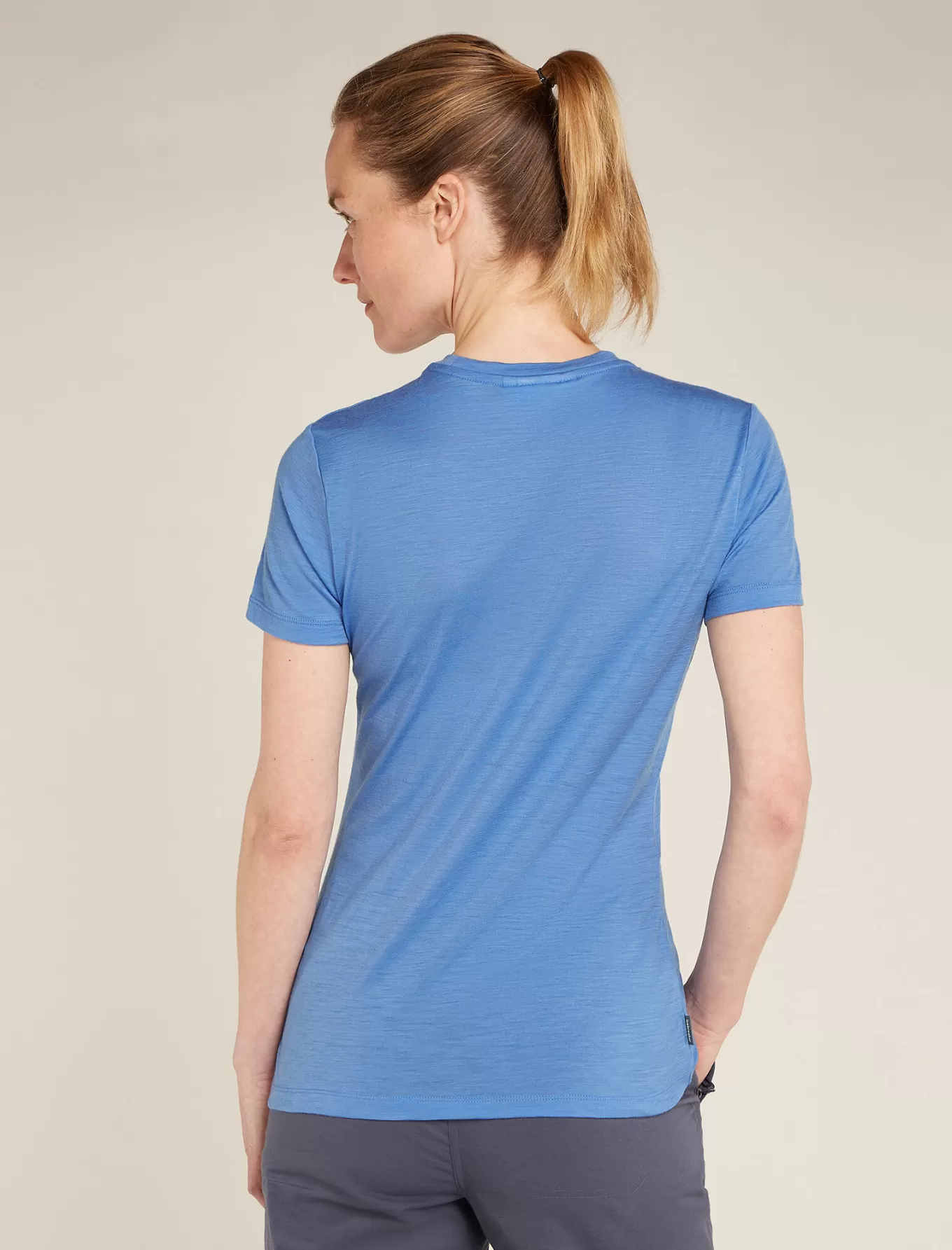 New Icebreaker Merino 150 Tech Lite Short Sleeve T-Shirt Camping Lines Damen Baja