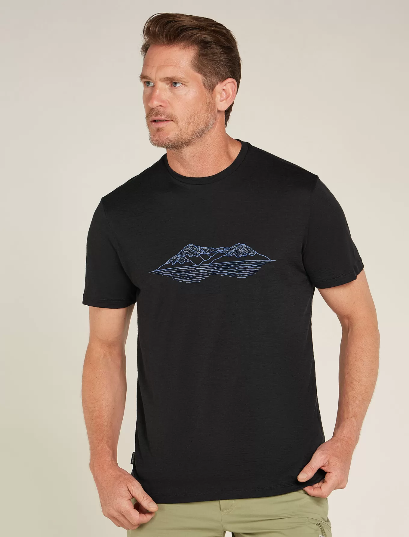 Online Icebreaker Merino 150 Tech Lite T-Shirt Pukaki Reflected Herren Black