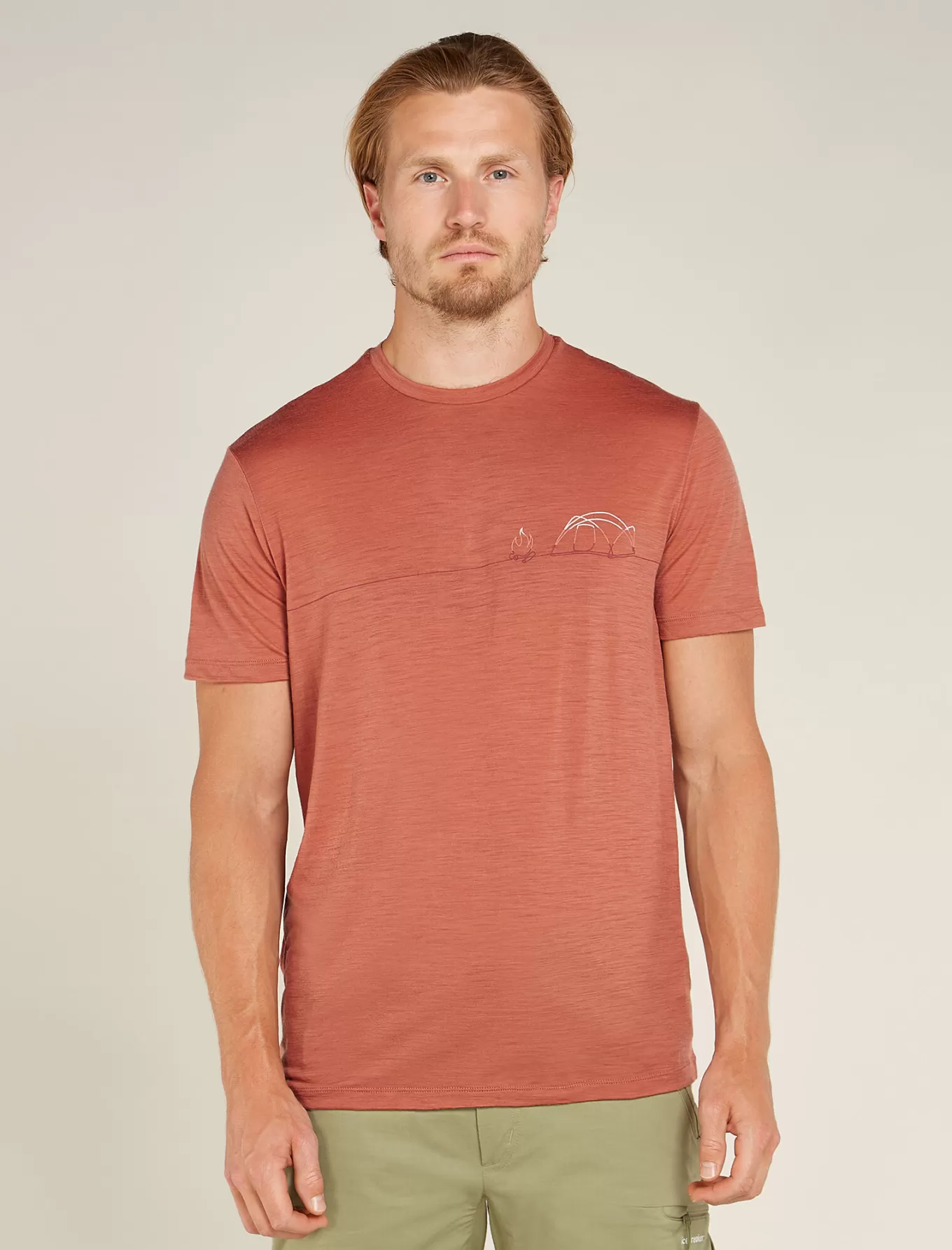 Store Icebreaker Merino 150 Tech Lite T-Shirt Single Line Camp Herren CedarWood