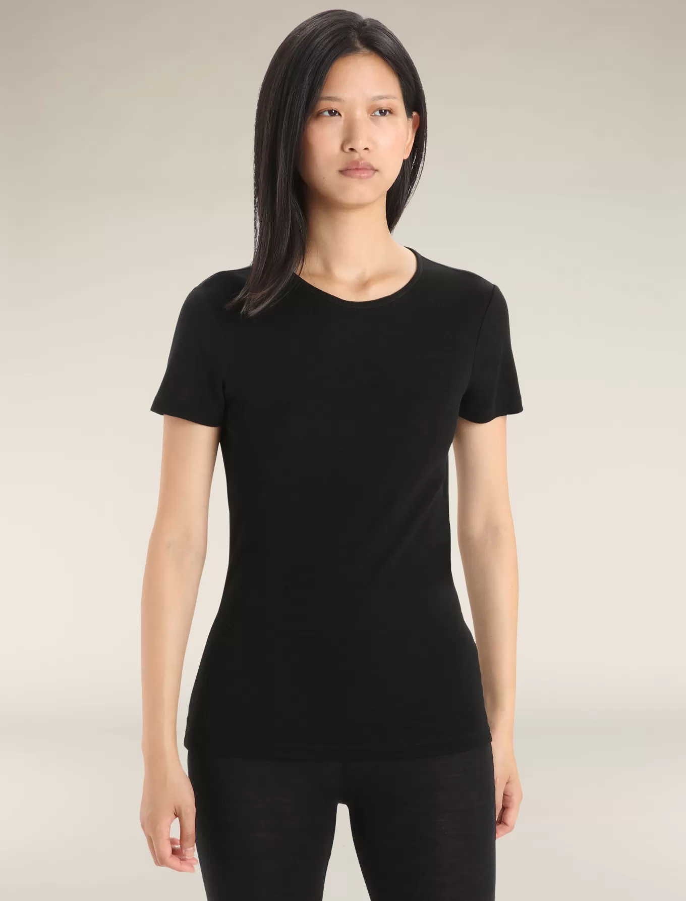 Fashion Icebreaker Merino 175 Everyday Thermo-Kurzarmshirt mit Rundhalsausschnitt Damen Black