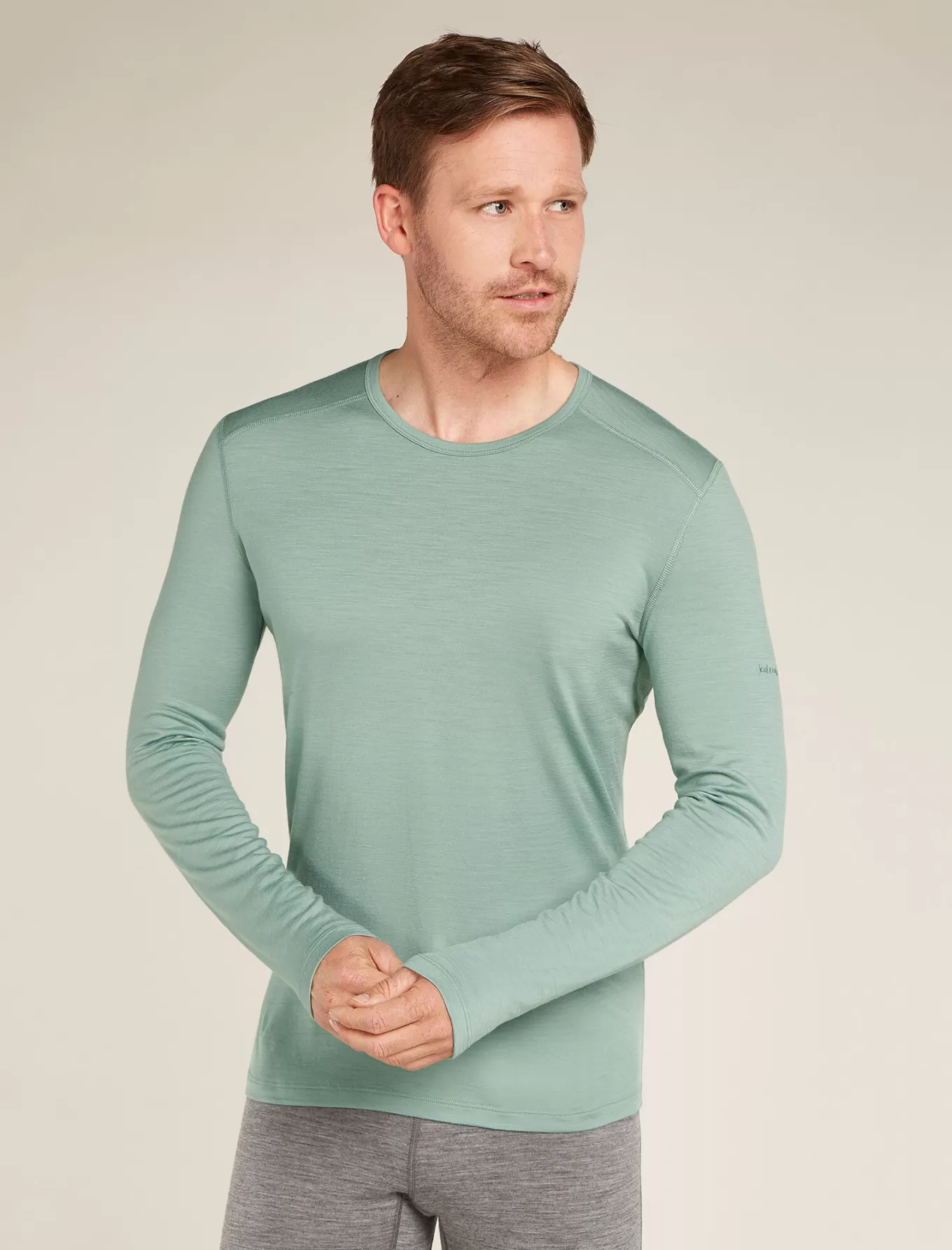 Discount Icebreaker Merino 200 Oasis Thermo-Langarmshirt mit Rundhalsausschnitt Herren Moss