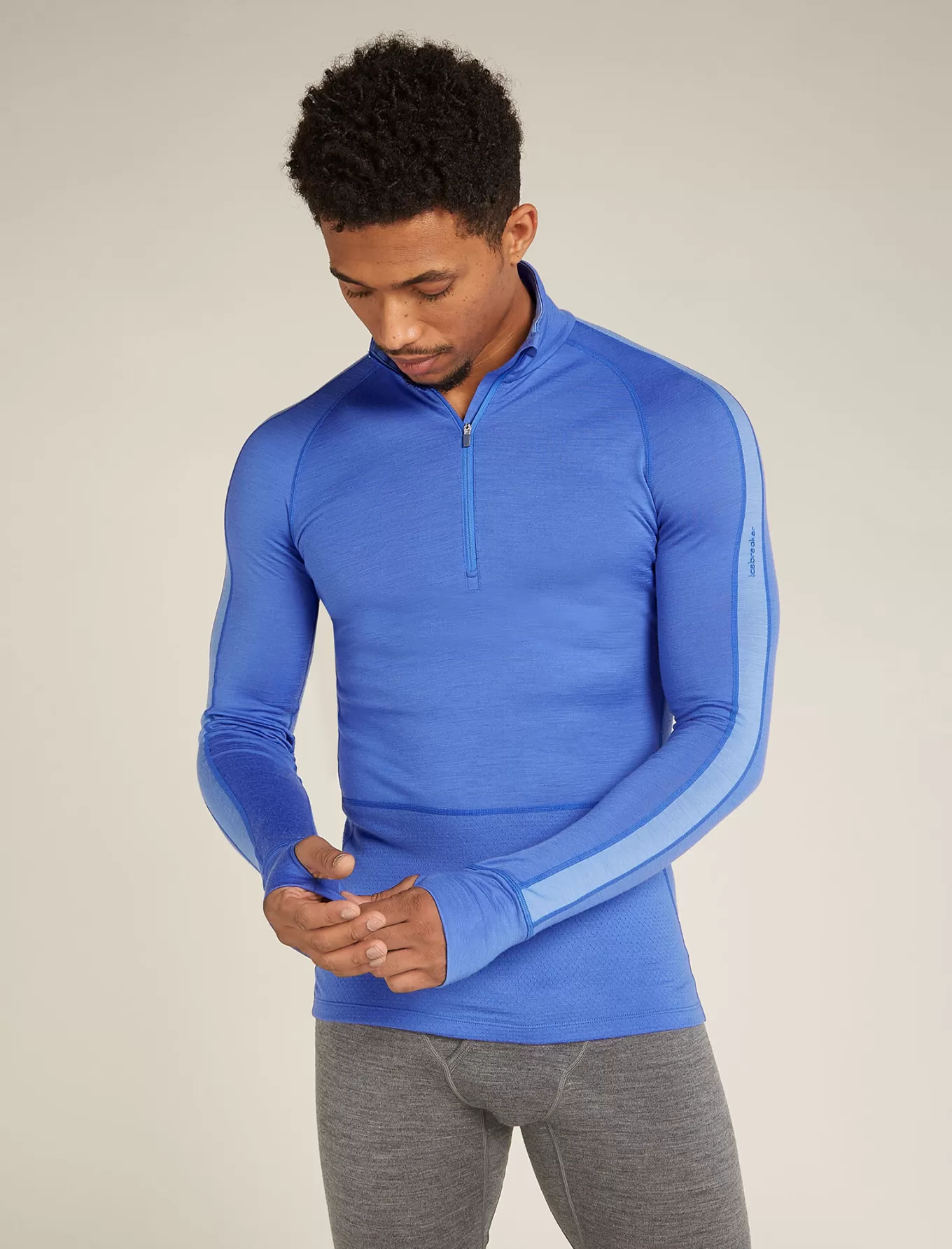 Outlet Icebreaker Merino 200 ZoneKnit™ Half-Zip-Thermo-Langarmshirt Herren Brillant/Baja