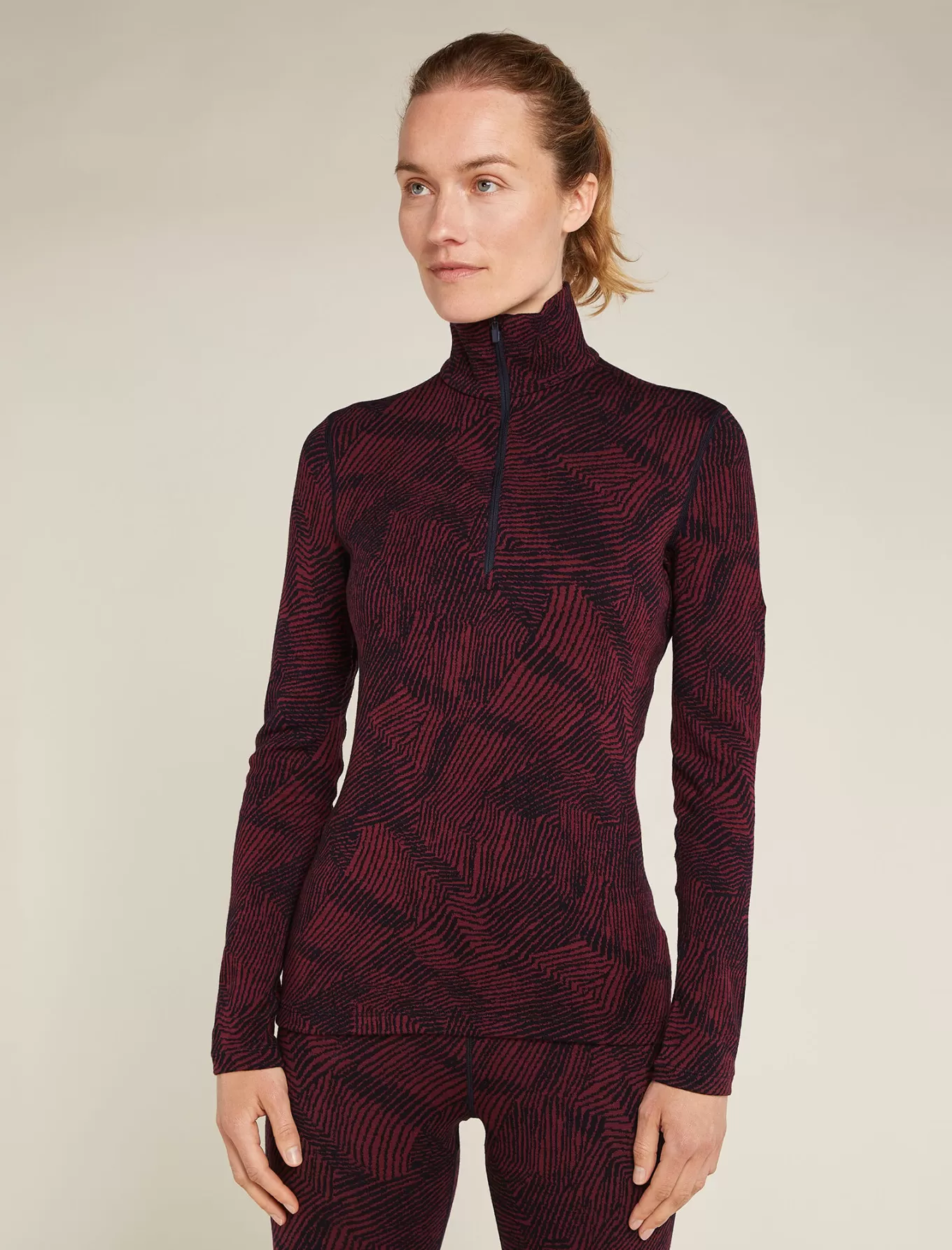 Flash Sale Icebreaker Merino 260 Vertex Half-Zip-Thermo-Langarmshirt Frozen Forms Damen Black/Port