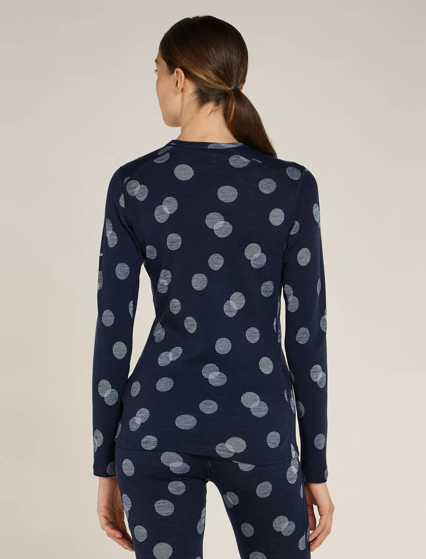 Sale Icebreaker Merino 260 Vertex Thermo-Langarmshirt Falling Flakes Damen MidnightNavy/Snow