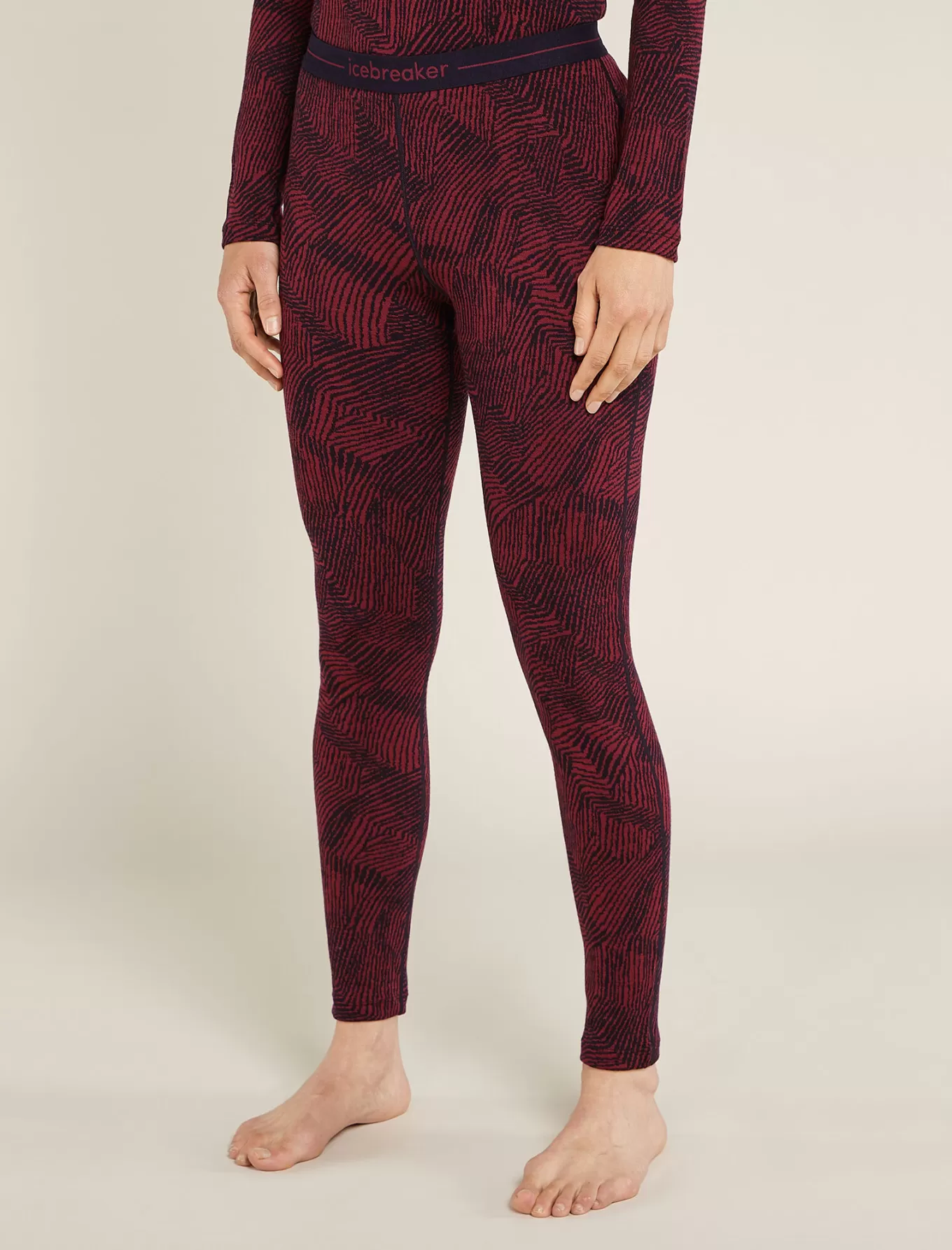 Shop Icebreaker Merino 260 Vertex Thermo-Leggings Frozen Forms Damen Black/Port
