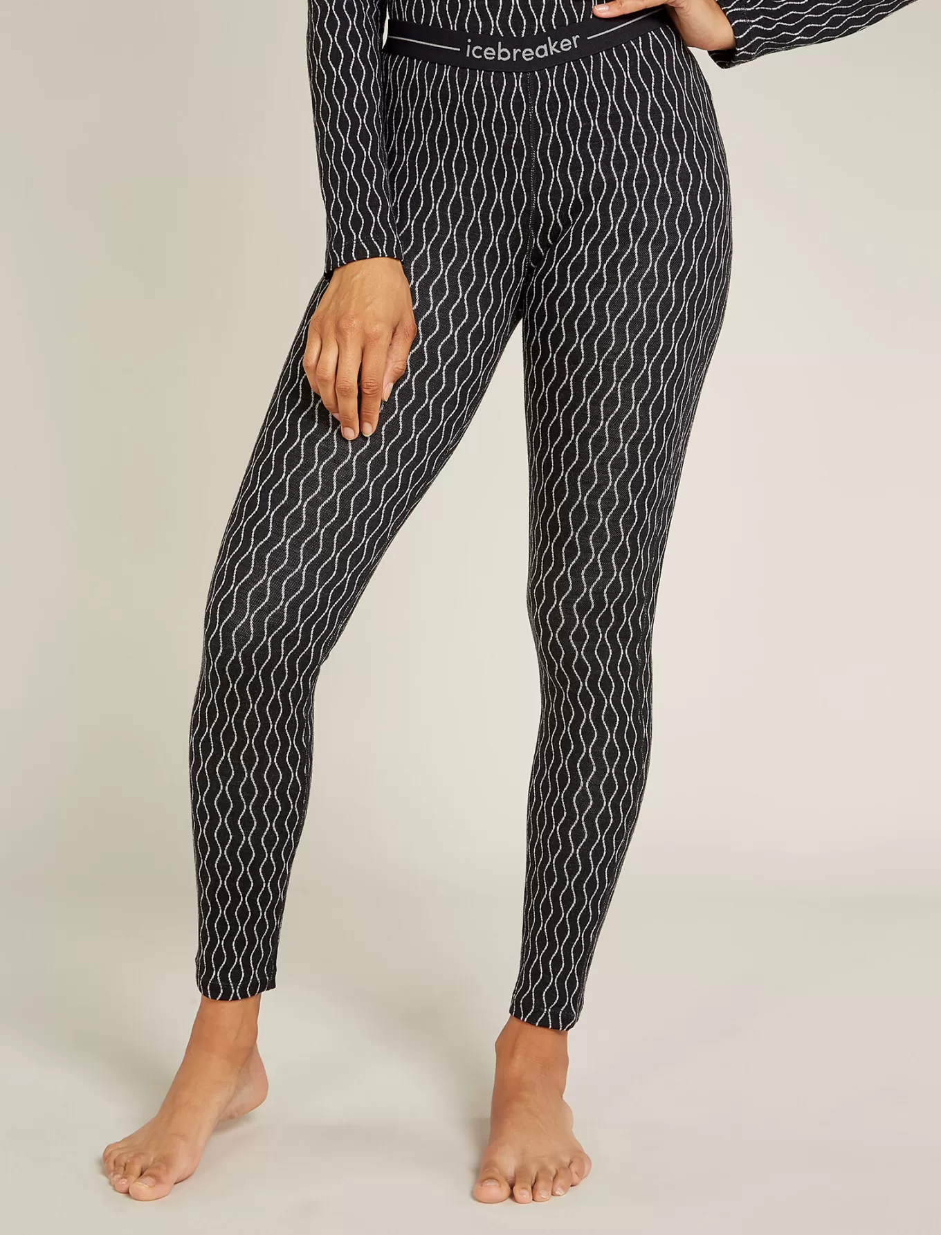 Sale Icebreaker Merino 260 Vertex Thermo-Leggings On-Piste Damen Black/Snow