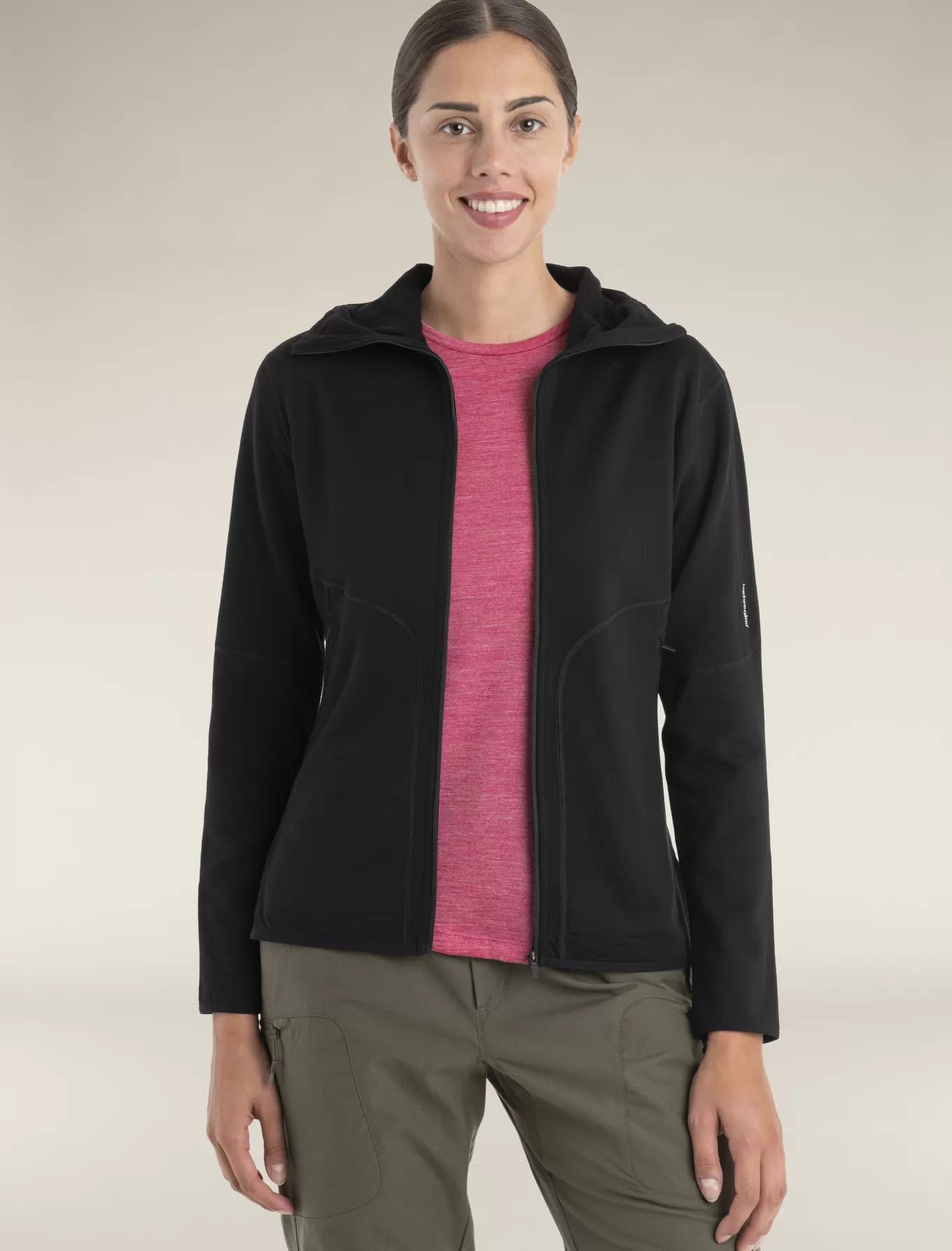 Fashion Icebreaker Merino 560 RealFleece™ Elemental II Zip-Hoodie Damen Black