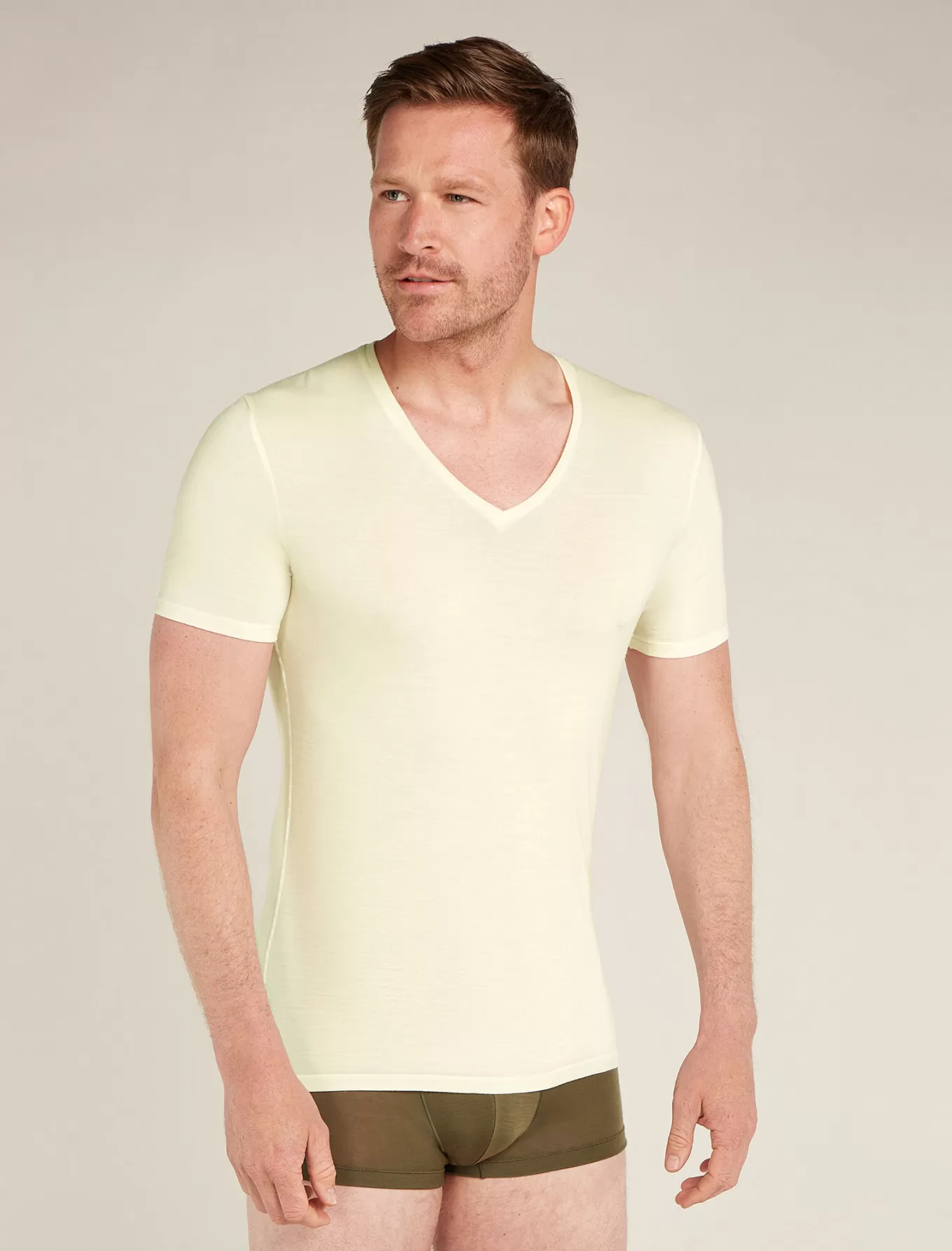 Clearance Icebreaker Merino Anatomica T-Shirt mit V-Ausschnitt Herren Undyed