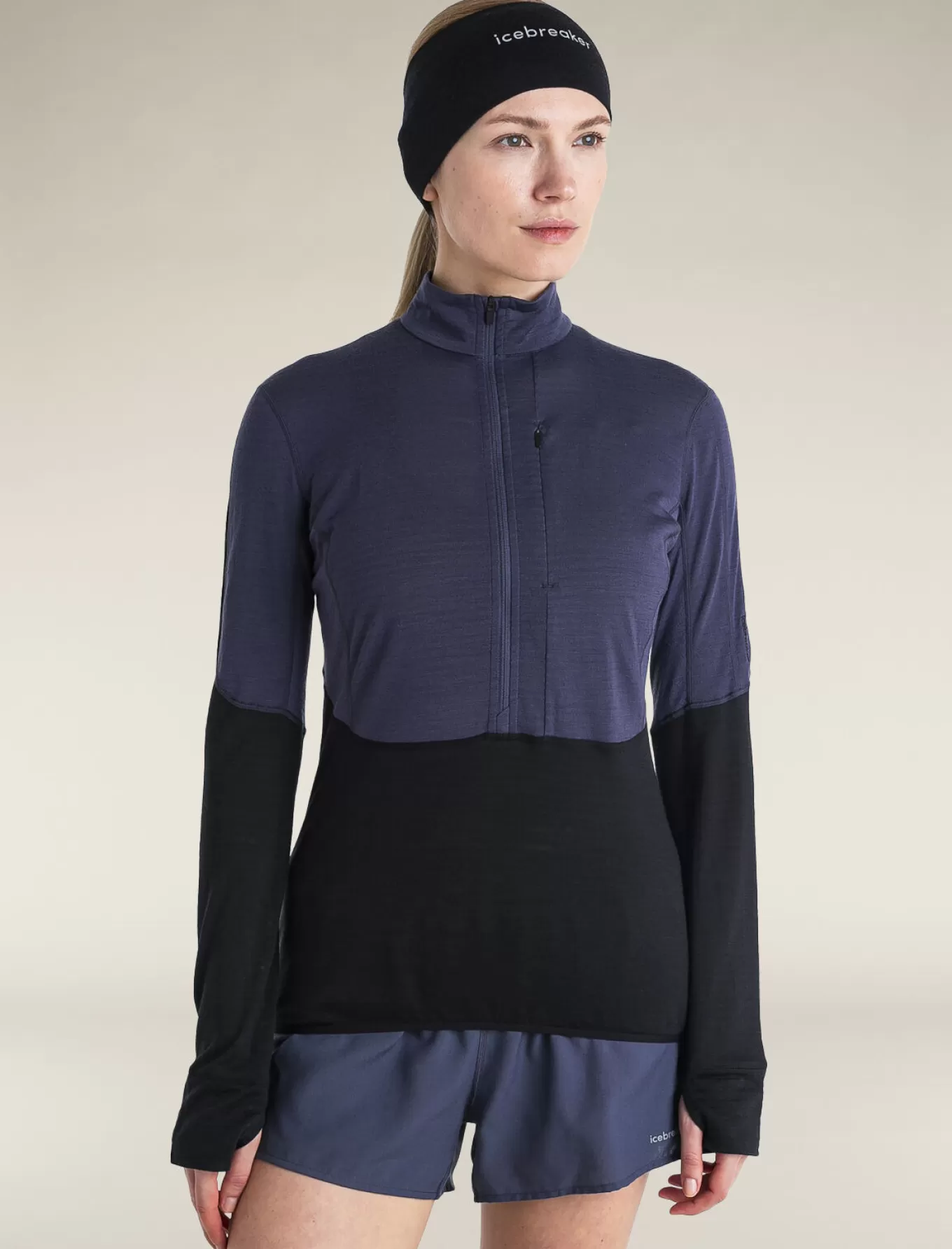 Best Sale Icebreaker Merino Blend 200 Realfleece™ Descender Half-Zip-Oberteil Damen Graphite/Black