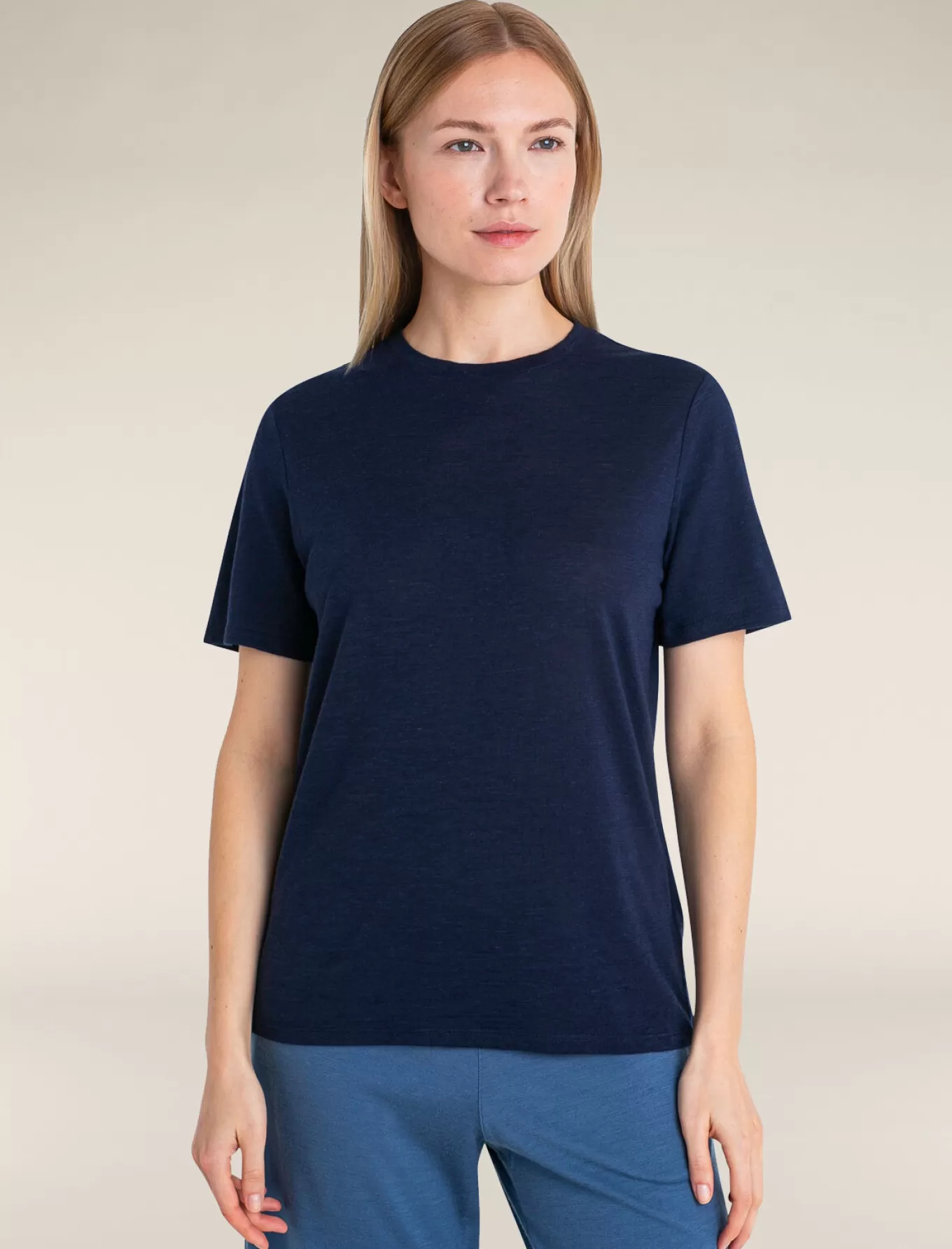 Best Icebreaker Merino Leinen T-Shirt Damen MidnightNavy
