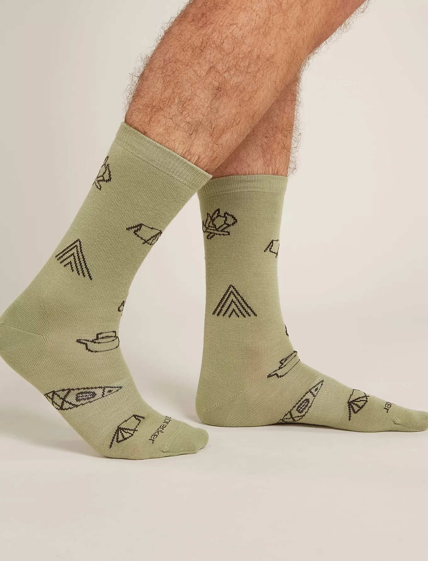 Discount Icebreaker Merino Lifestyle Ultralight-Socken Crew Camp Essentials Herren Lichen/Bittersweet