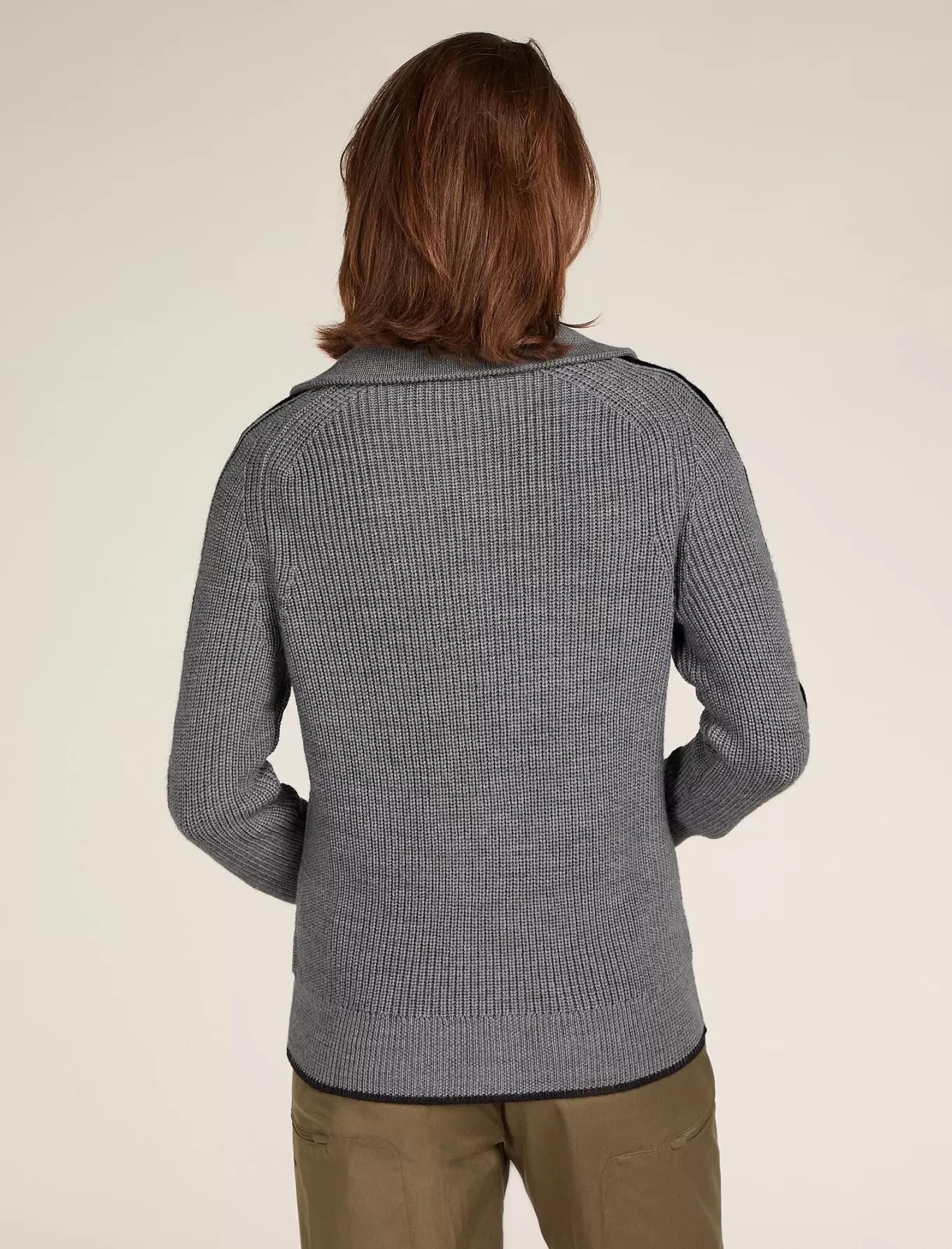 Sale Icebreaker Merino Lodge Half-Zip-Pullover Damen Gritstoneheather/black