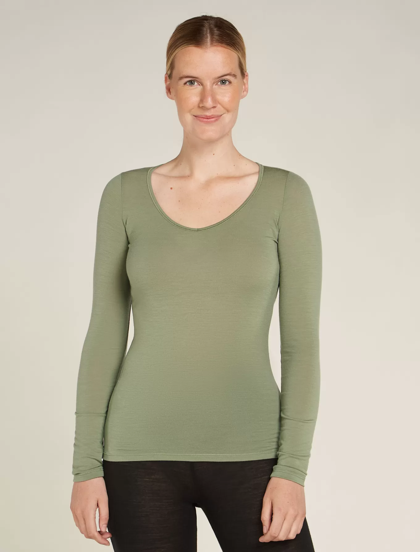 Online Icebreaker Merino Siren Langarmshirt Sweetheart Damen Lichen