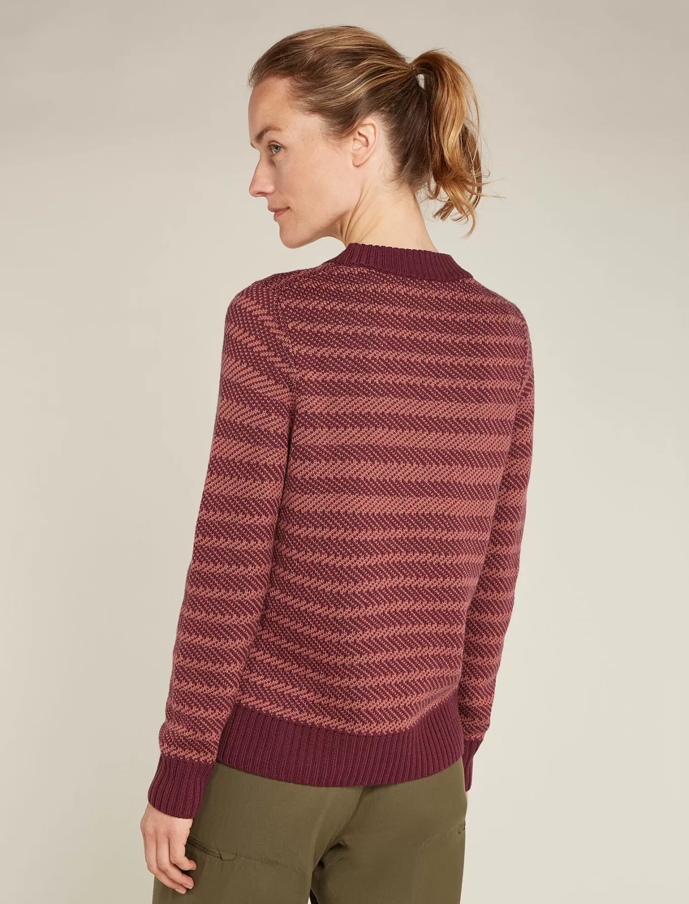 Clearance Icebreaker Merino Waypoint Rundhalspullover Damen Port/Cedarwood