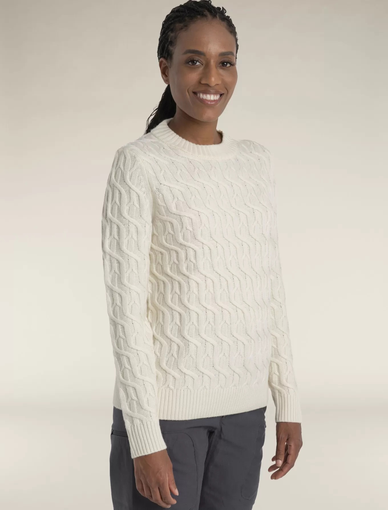 Best Sale Icebreaker Merino Zopfstrick-Pullover mit Rundhalsausschnitt Damen Undyed