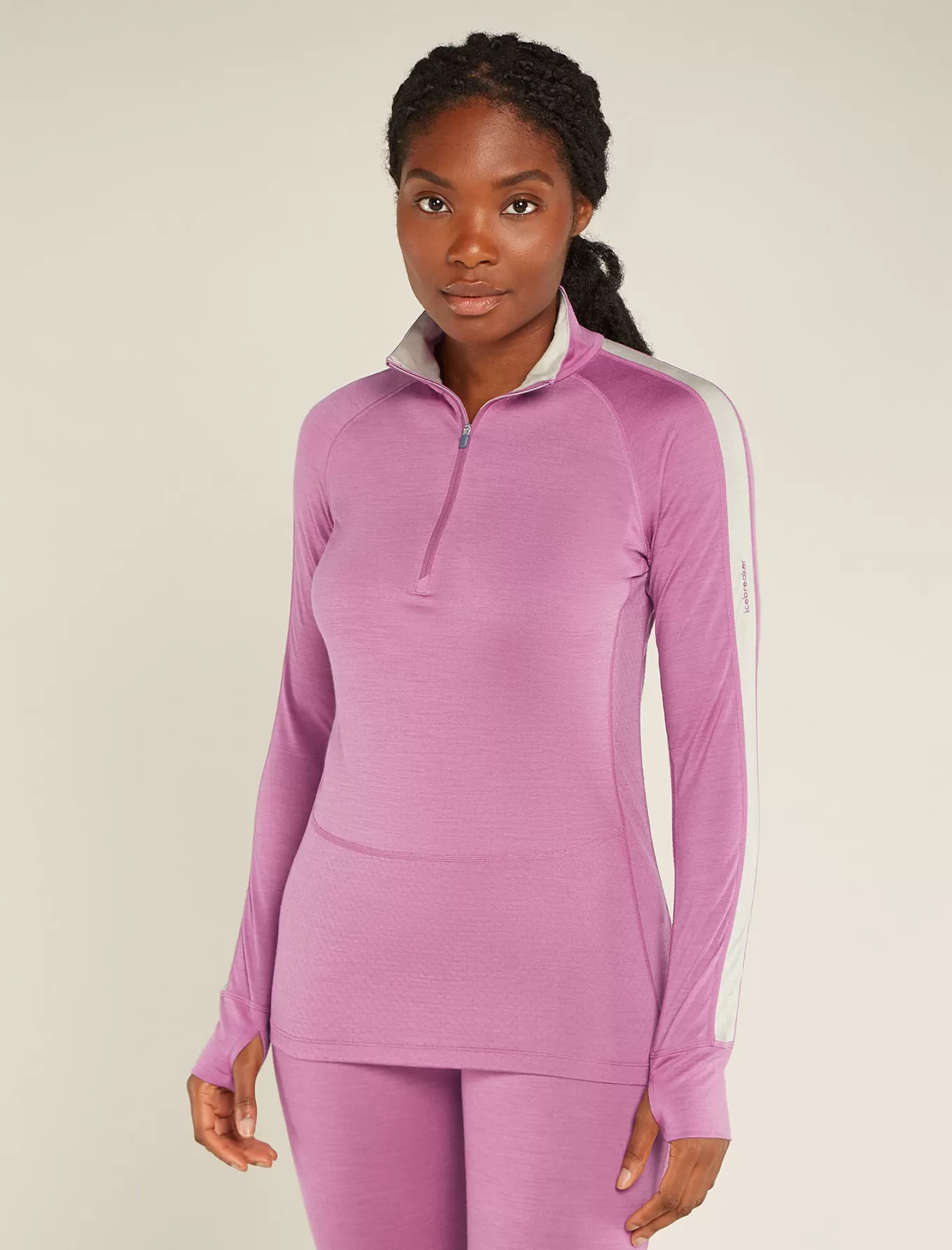 New Icebreaker Merinomix 125 ZoneKnit™ Half-Zip-Thermo-Langarmshirt Damen Deco