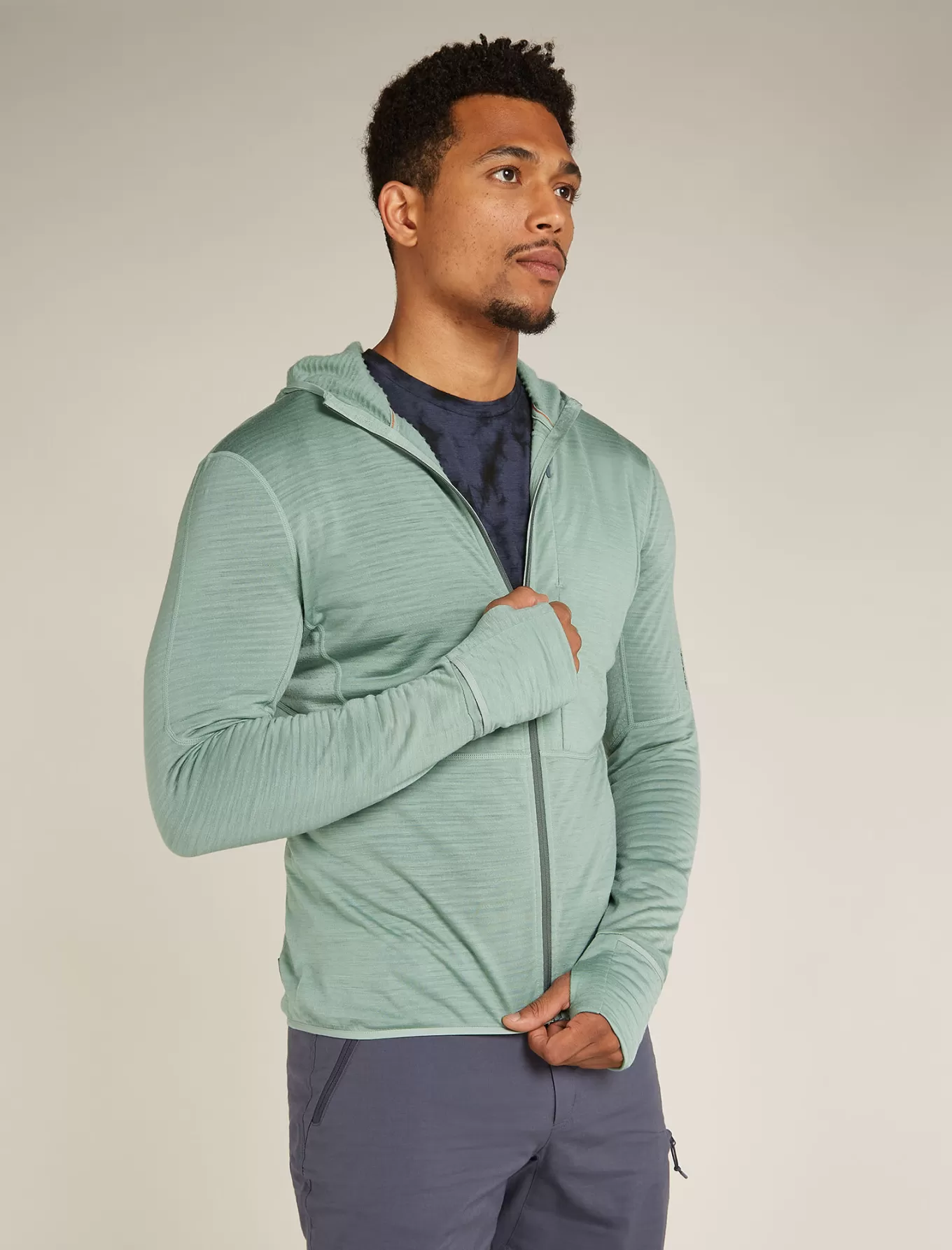 Cheap Icebreaker Merinomix 200 Realfleece™ Descender Zip-Hoodie Herren Moss/Galaxy