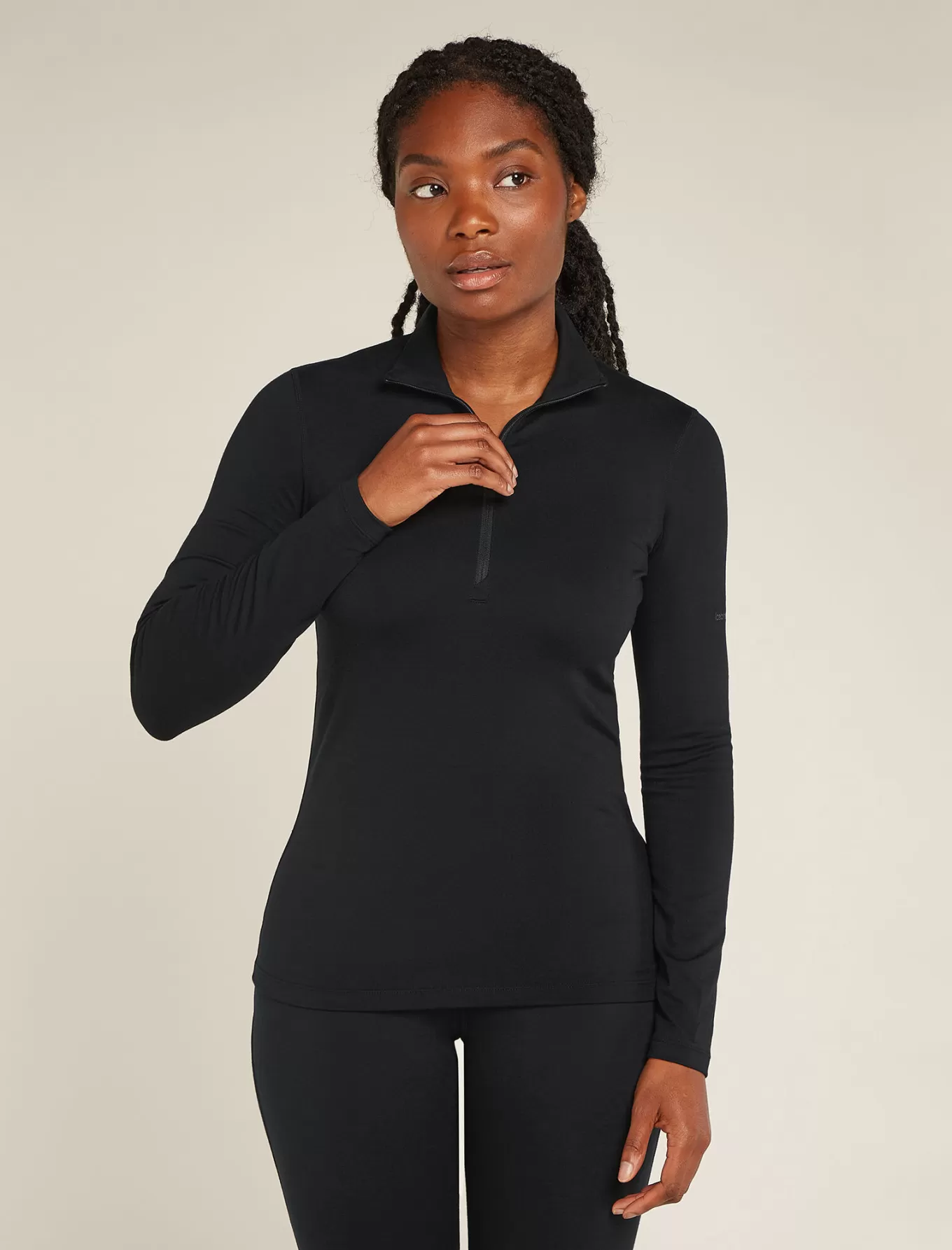 Sale Icebreaker Merinomix Core Heavyweight Half-Zip-Thermo-Langarmshirt Damen Black