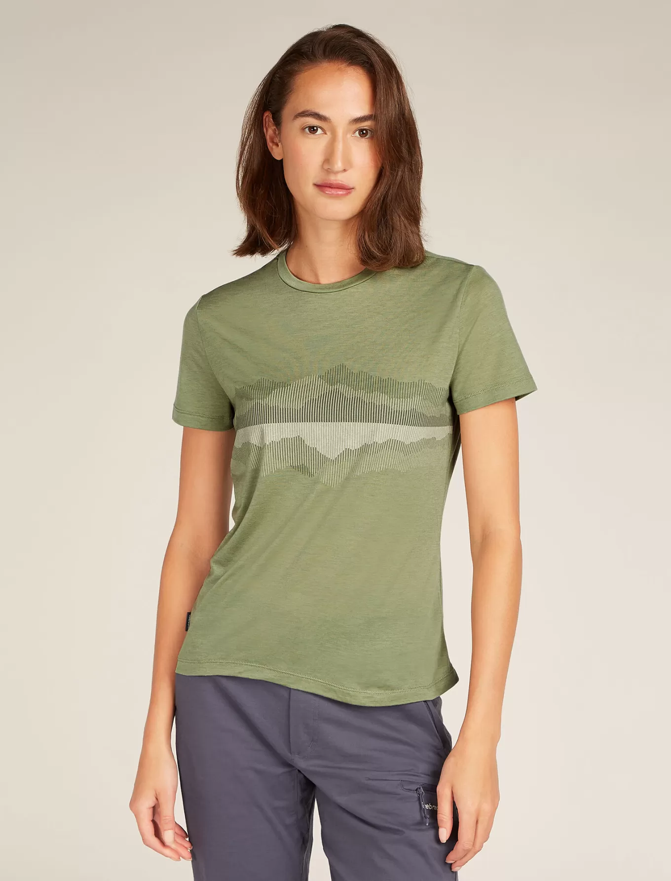 Sale Icebreaker Merinomix Core T-Shirt Cook Reflected Damen Lichen