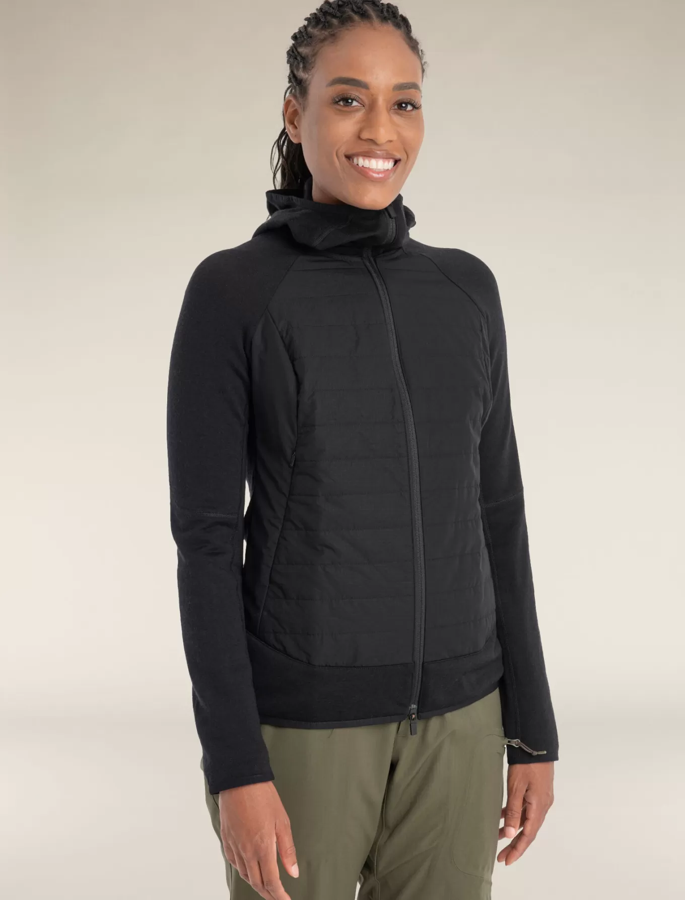 Shop Icebreaker Merinomix Quantum Hybrid Zip-Hoodie Damen Black
