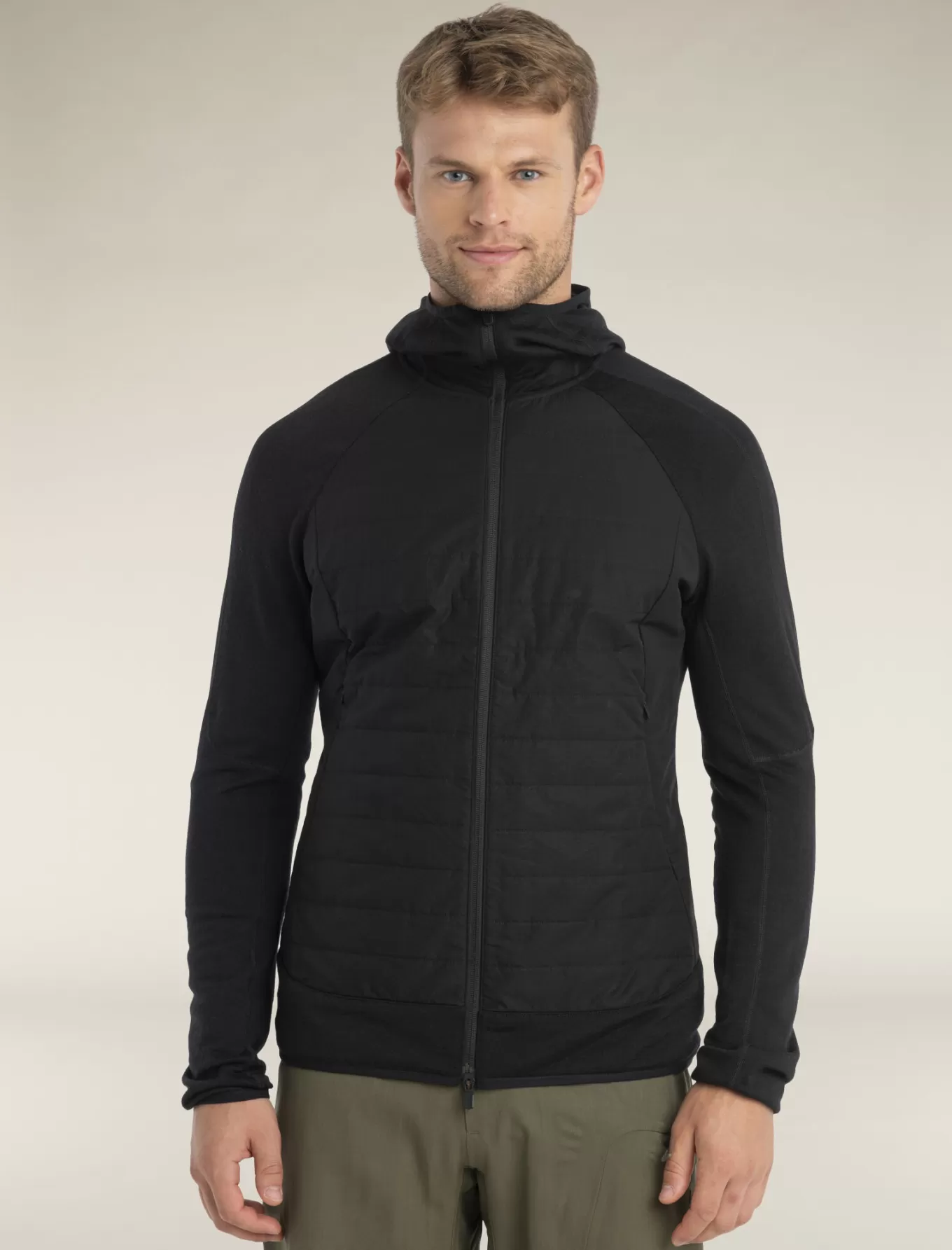 Discount Icebreaker Merinomix Quantum Hybrid Zip-Hoodie Herren Black