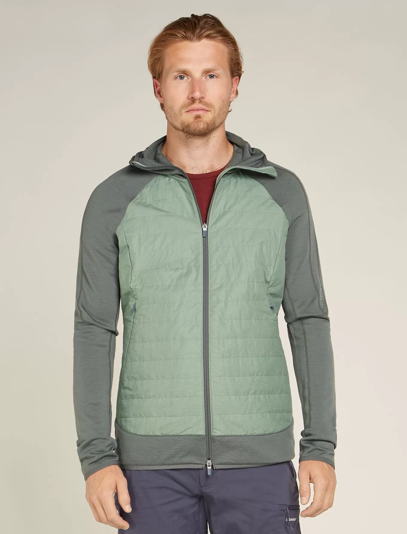 Outlet Icebreaker Merinomix Quantum Hybrid Zip-Hoodie Herren Galaxy/Moss