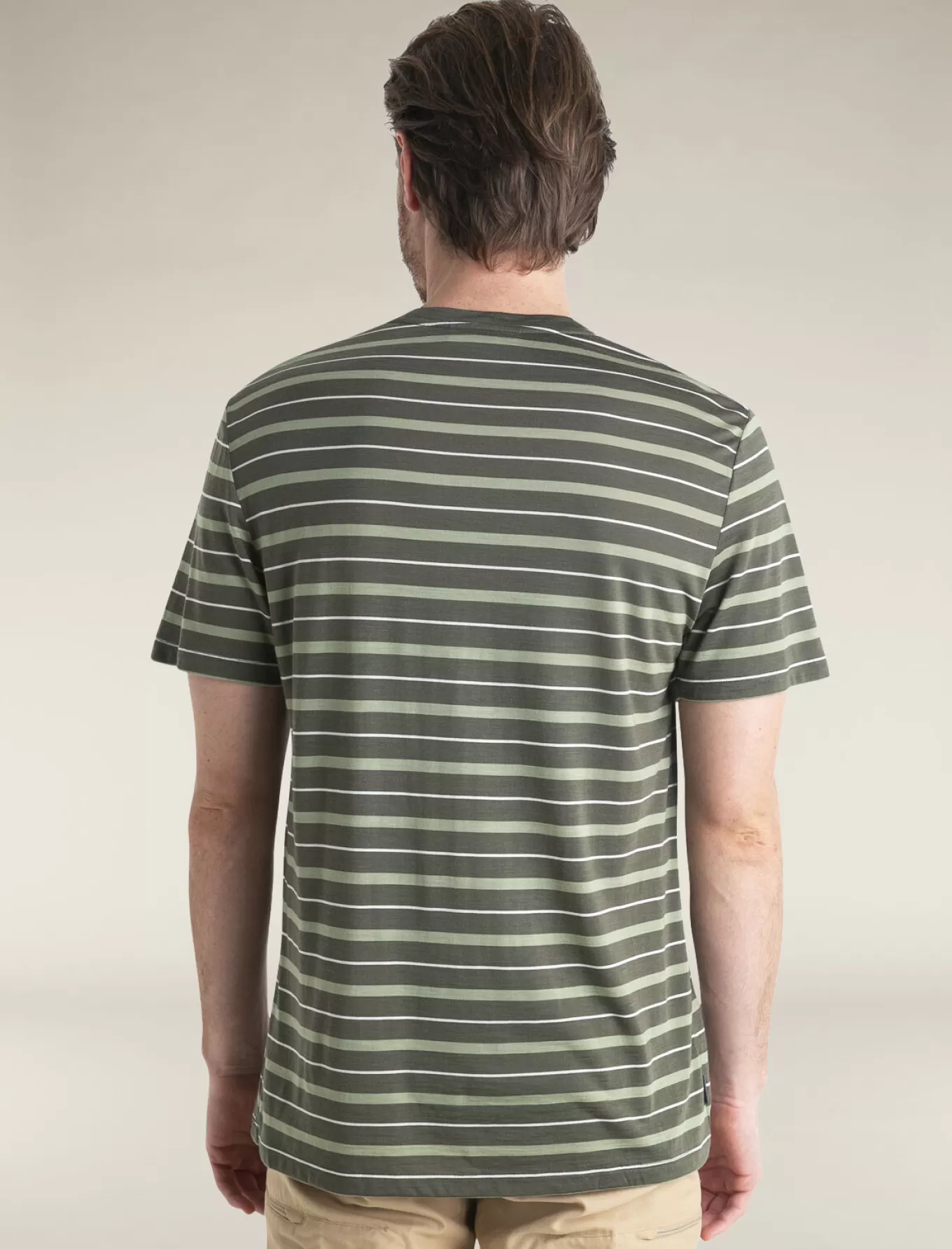 Best Sale Icebreaker Merinomix Wave T-Shirt Stripe Herren Loden/Lichen