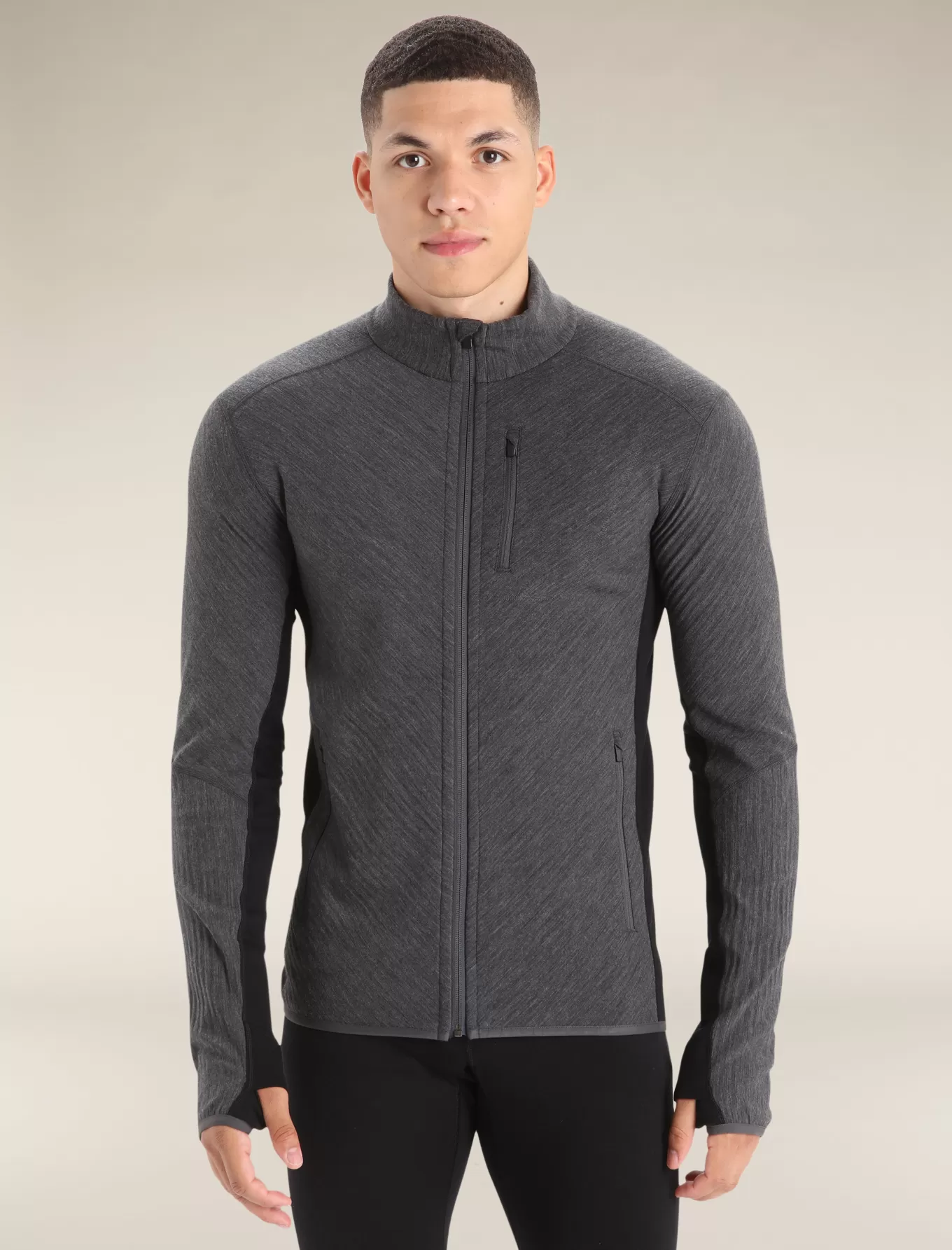 Cheap Icebreaker RealFleece® Merino Descender Jacke Herren JetHeather/Black