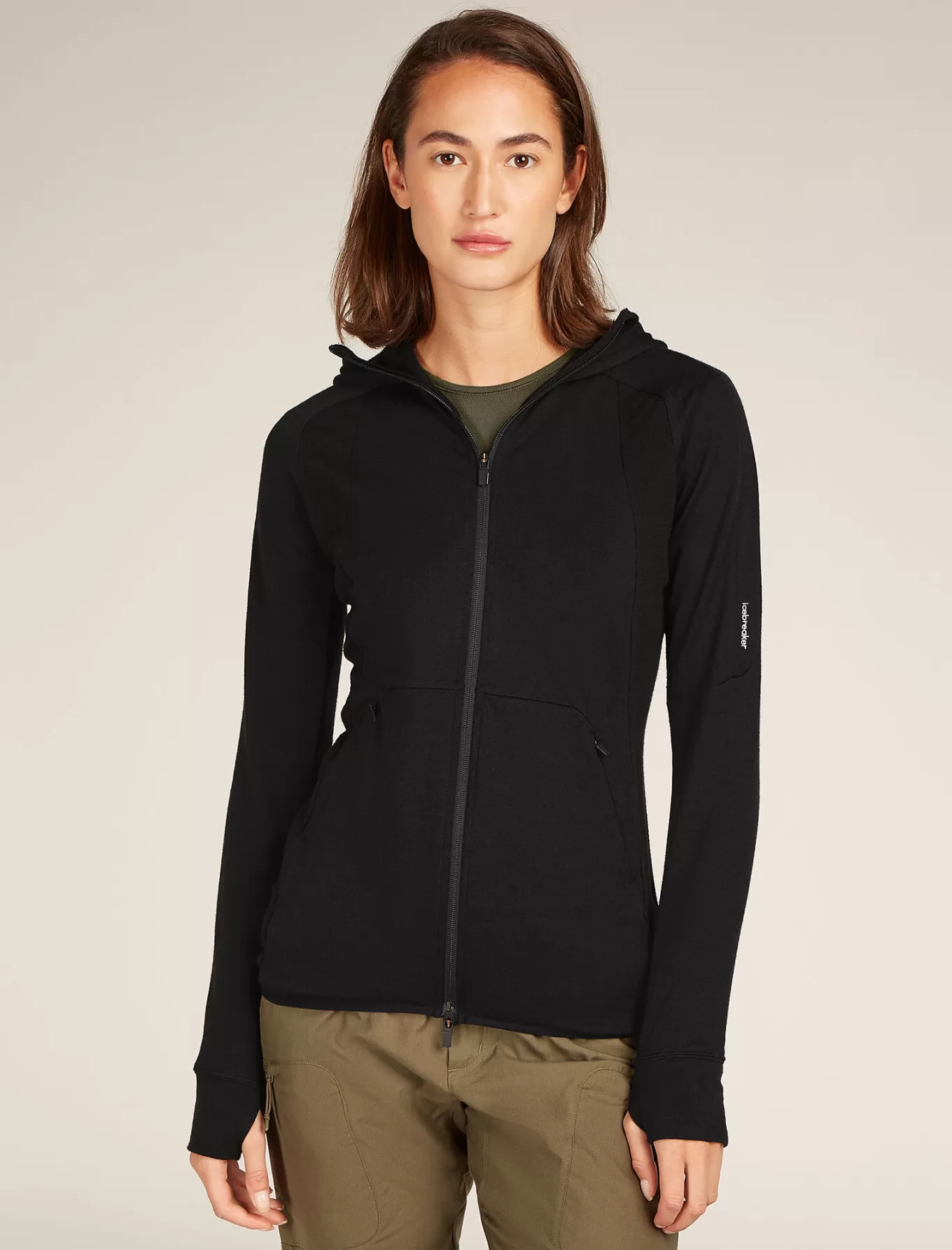 Outlet Icebreaker ZoneKnit™ Merino Zip-Hoodie Damen Black